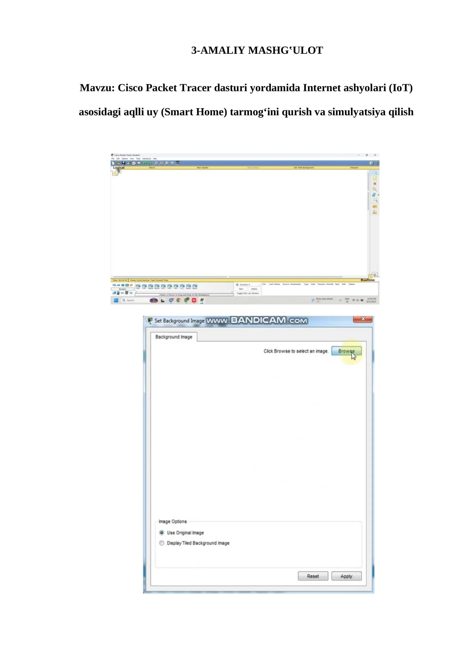 Cisco Packet Tracer dasturi yordamida Internet ashyolari (IoT)