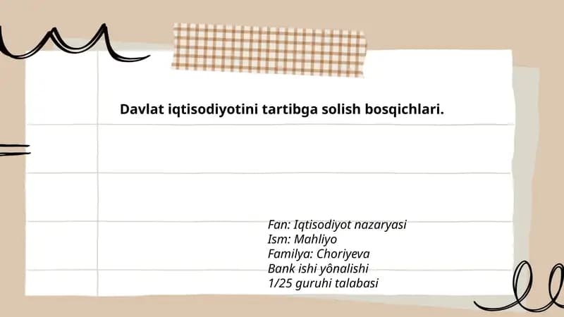 Davlat iqtisodiyotini tartibga solish bosqichlari