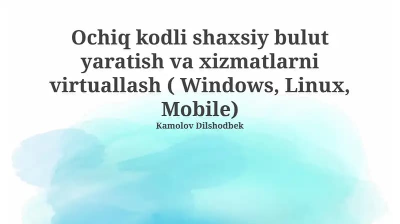 Shaxsiy Bulut va Virtualizatsiya: Imkoniyatlar Olamiga Kirish