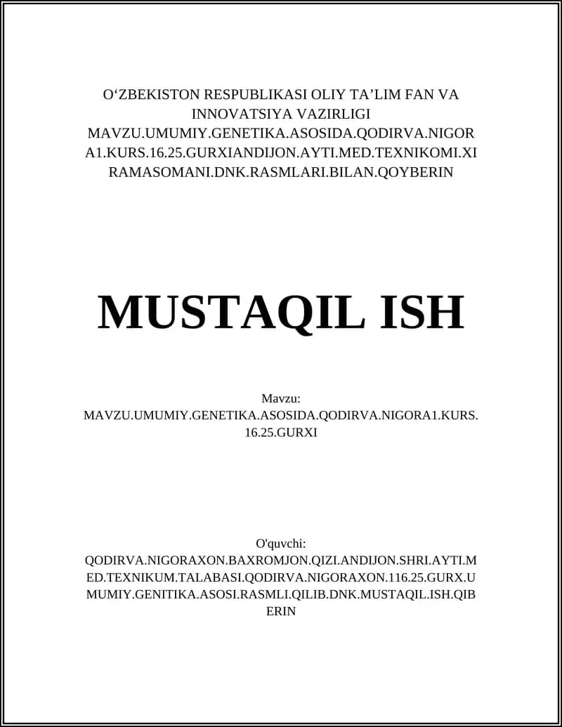 Umumiy Genetika Asoslari va Terminologiya