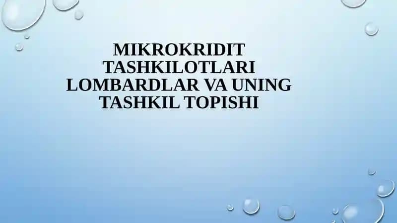 Mikrokredit Tashkilotlarini Tashkilitish