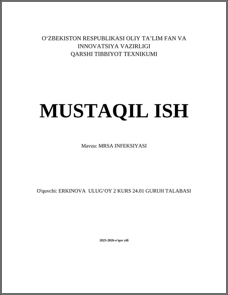 MRSA INFEKSIYASI