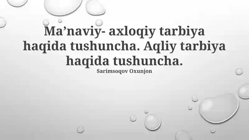 Ma'naviy-axloqiy tarbiya haqida tushunchasi