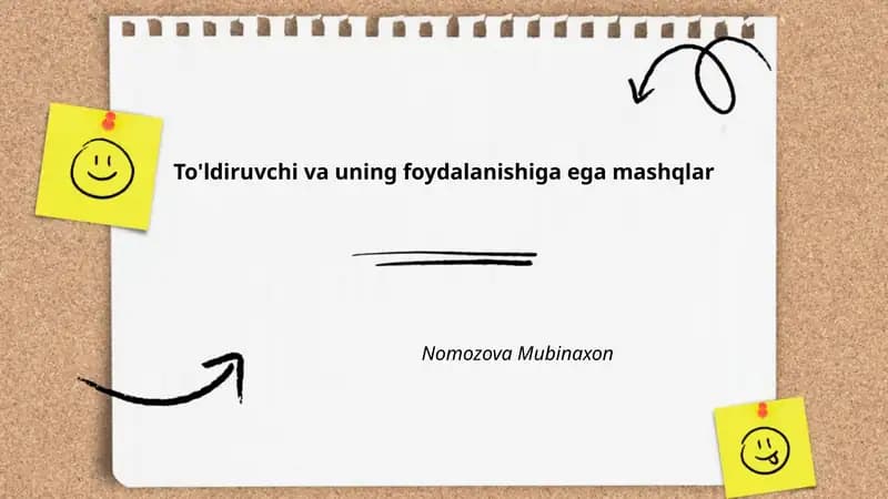 To'ldiruvchi va uning foydalanishiga ega mashqlar