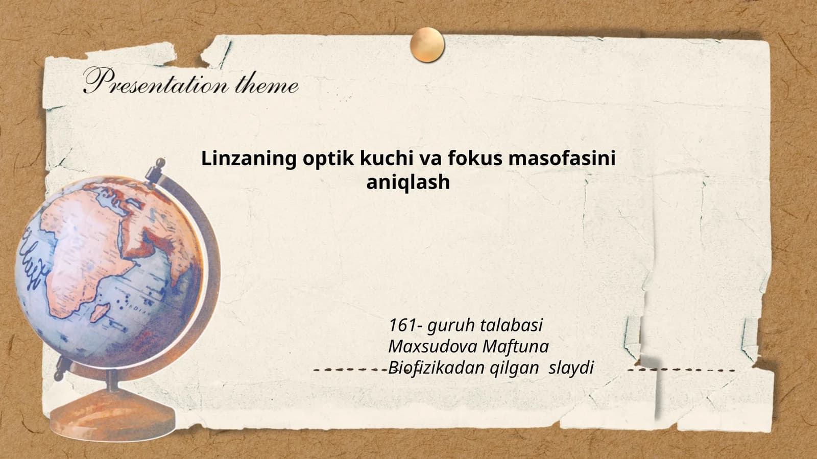 Linzaning optik kuchi va fokus masofasini aniqlash