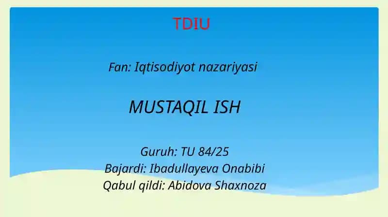 Bozoriqtisodiyotining mazmuni va amali qilishi