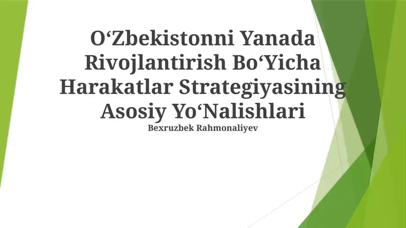 OʻZbekistonni Yanada Rivojlantirish BoʻYicha Harakatlar Strategiyasi