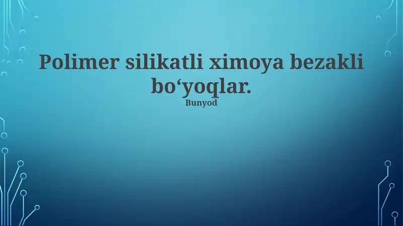 Silikat-Polimer Himoya-Dekorativ Bo`yoqlari