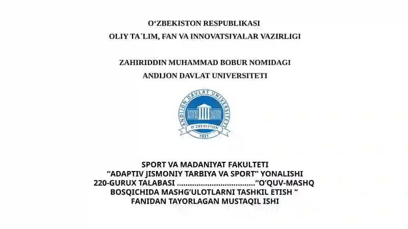 Jismoniy Imkoniyati Cheklangan Sportchilarga Mushaklar uchun Mashqlar Yuklamasini shakllantirish