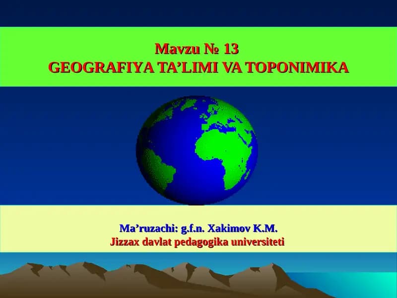 Geografiya va Toponimika