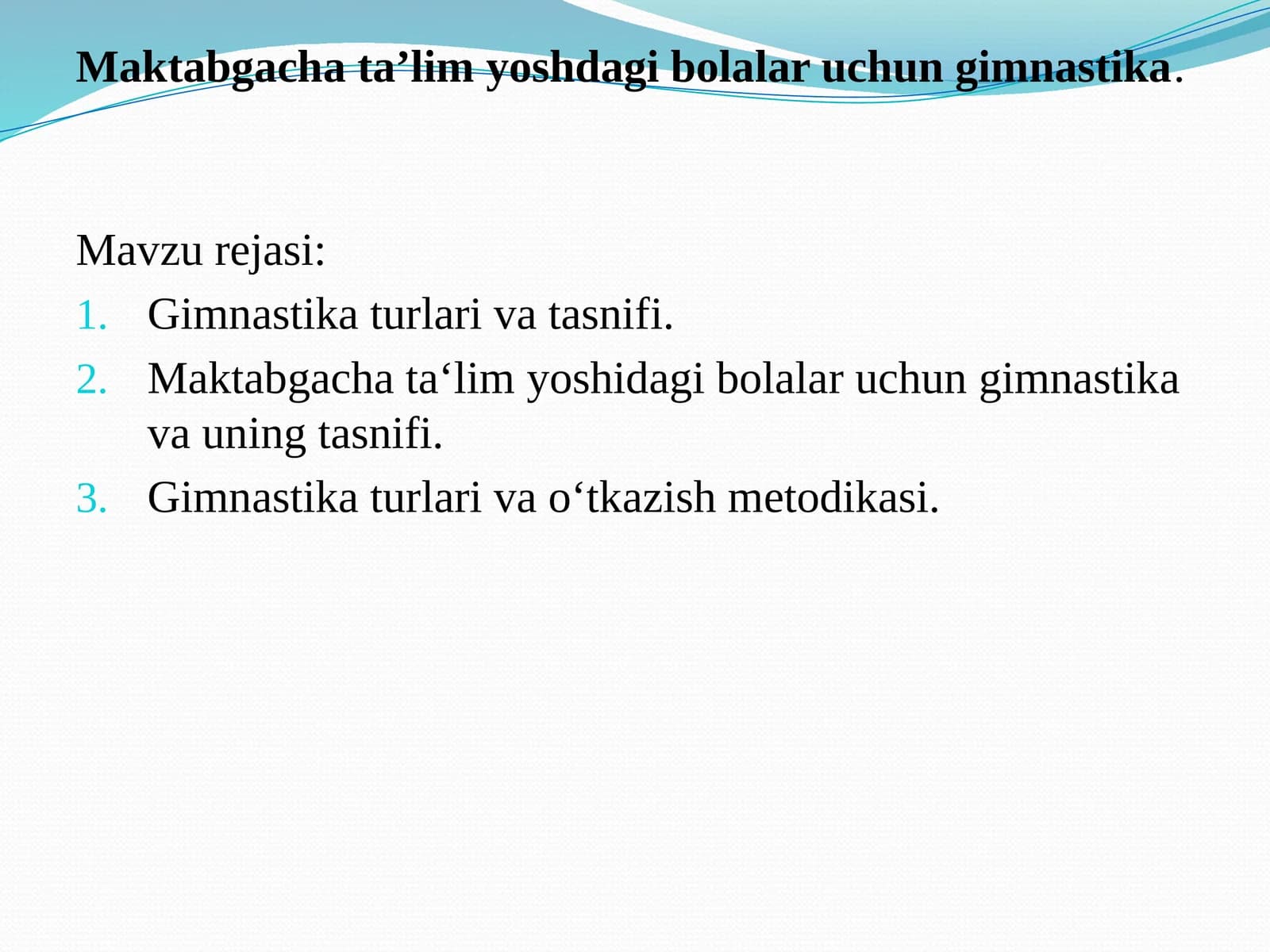 Maktabgacha ta'lim yoshidagi bolalar uchun gimnastika va tasnifi