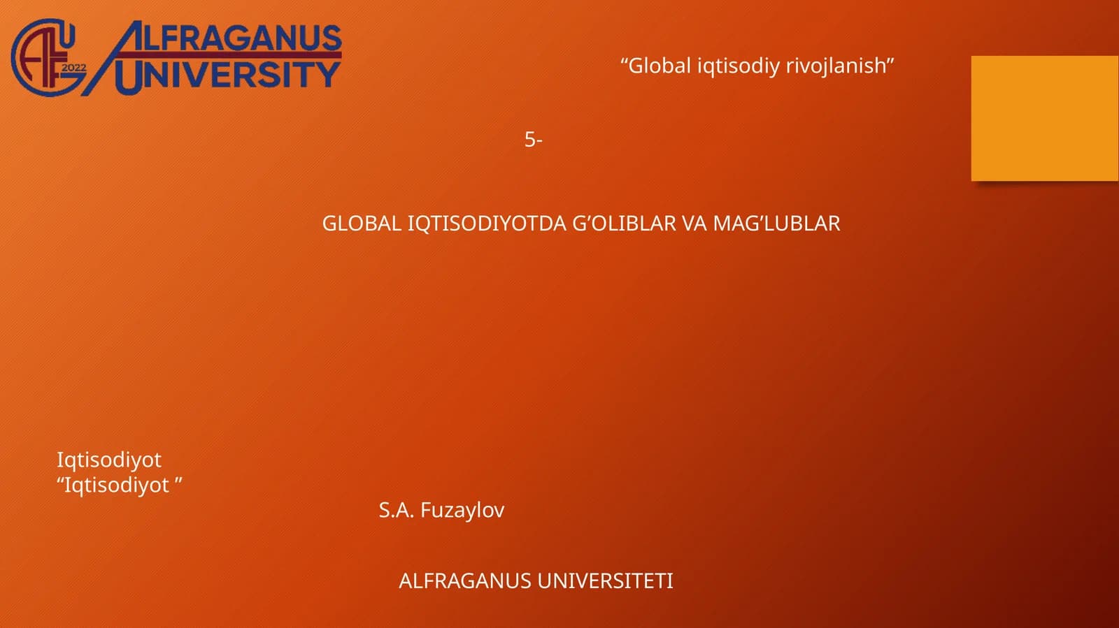 “Global iqtisodiy rivojlanish”