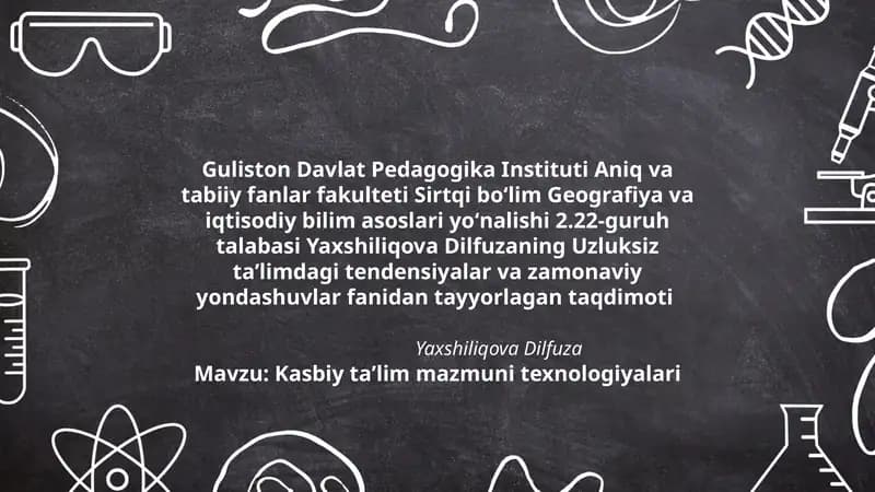 Kasbiy taʼlim mazmuni texnologiyalari