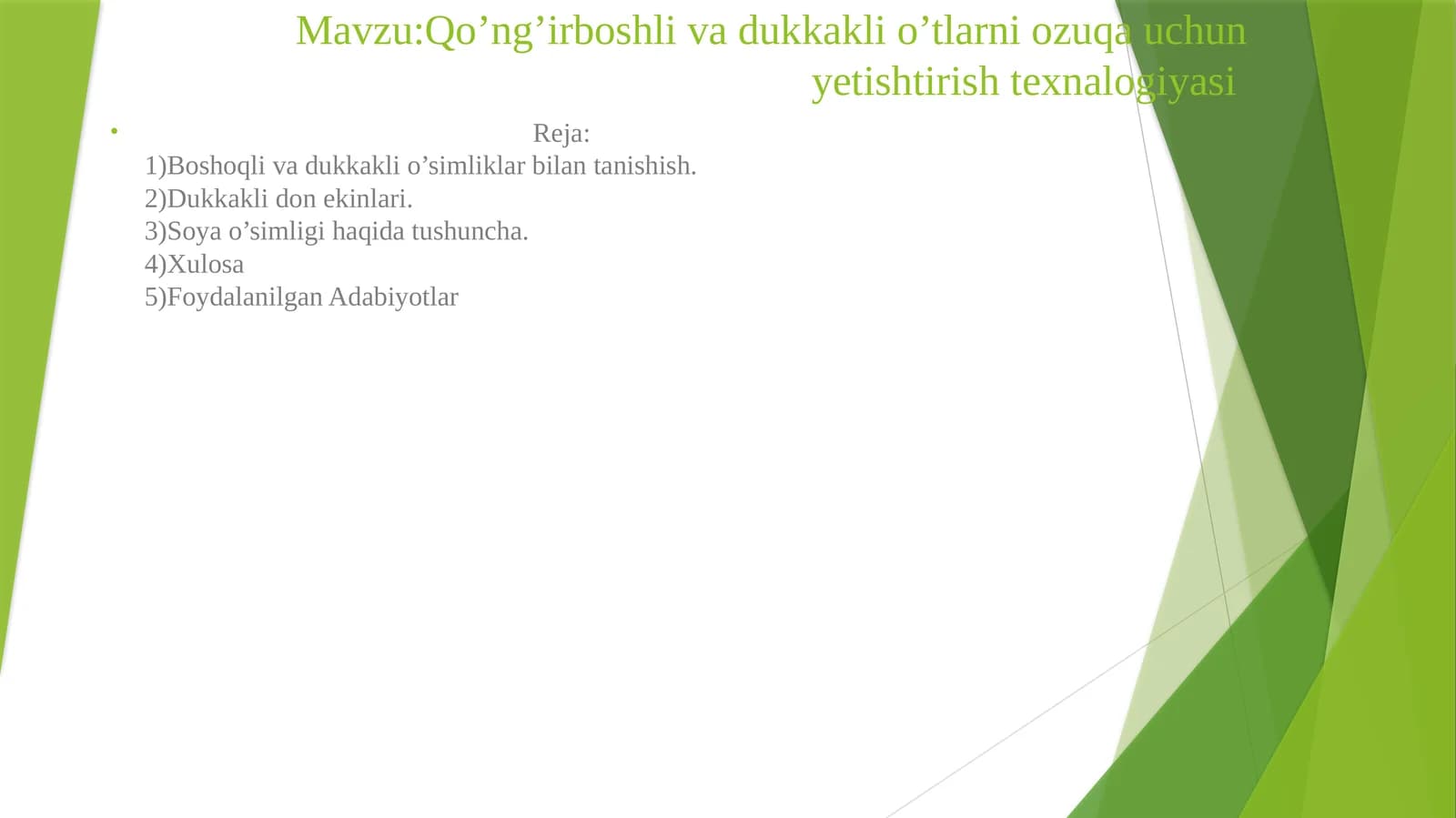 Qo’ng’irboshlivadukkaklio’tlarniozuqauchunyetishtirishtexnalogiyasi