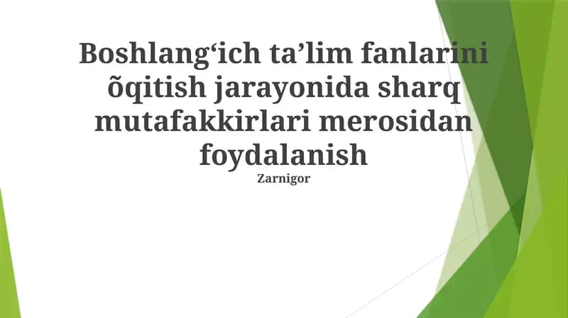 Panchatantra hikoyalarini adabiyot darslariga qo'llash