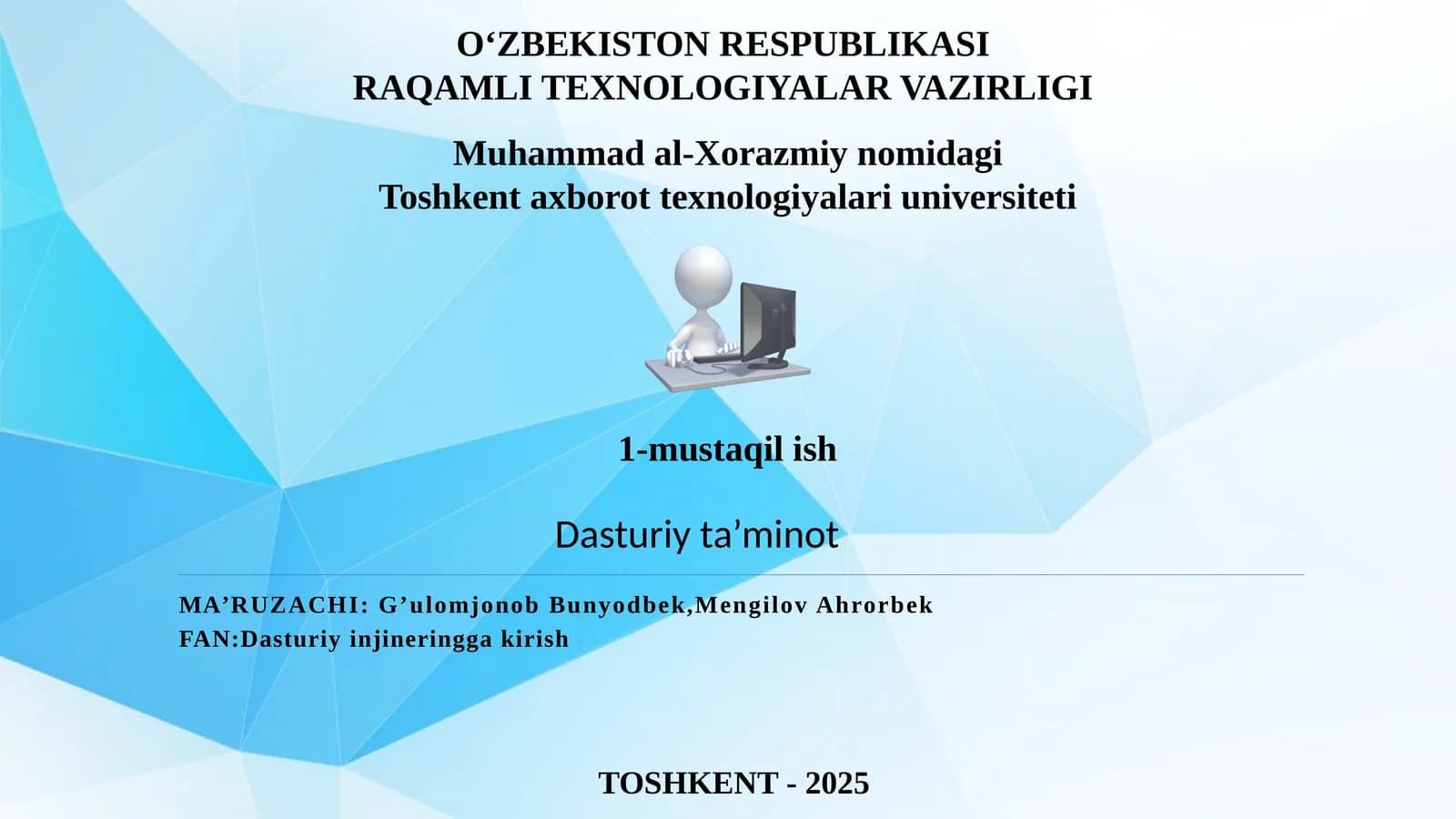 Dasturiy ta'minotning asosiy tushunchalari