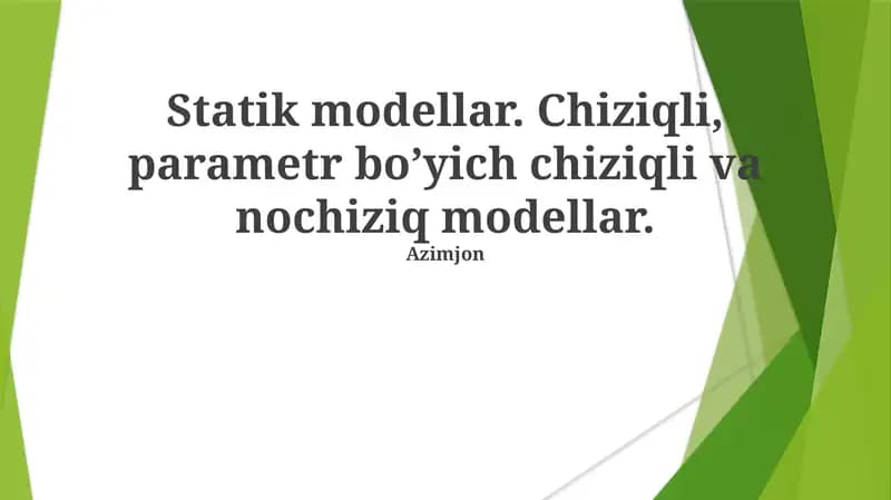 Parametrli chiziqli modellarda bog'lanish chiziqli va xato a'zosi