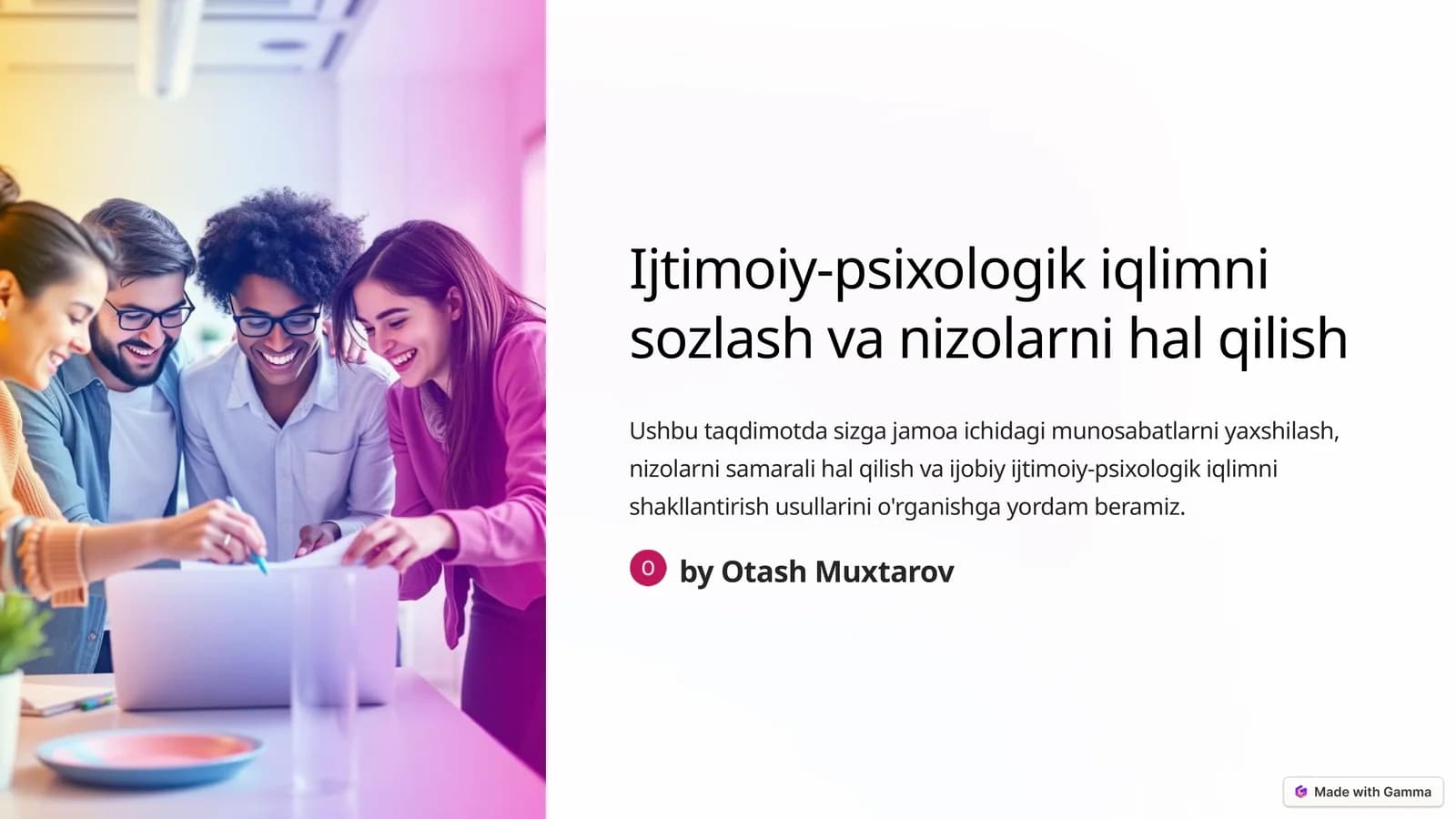 Ijtimoiy-psixologik iqlimni sozlash va nizolarni hal qilish