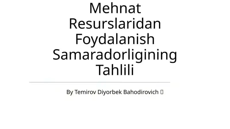 Mehnat Resurslaridan Foydalanish Samaradorligining Tahlili