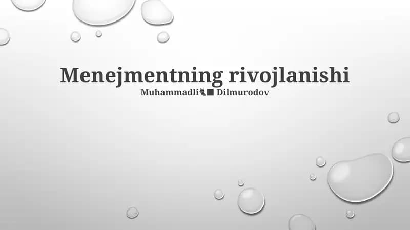 Menejmentning rivojlanishi