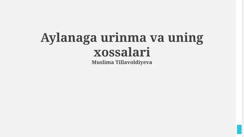 Aylanaga urinma va uning xossalari