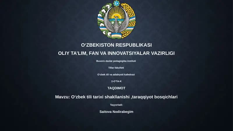 Oʻzbek tili tarixi shakllanishi, taraqqiyot bosqichlari