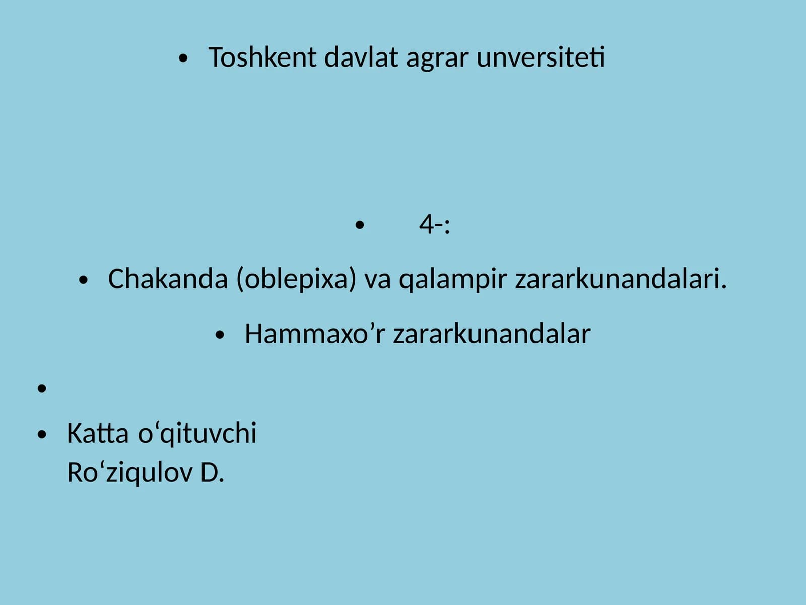 Chakanda (oblepixa) va qalampir zararkunandalari