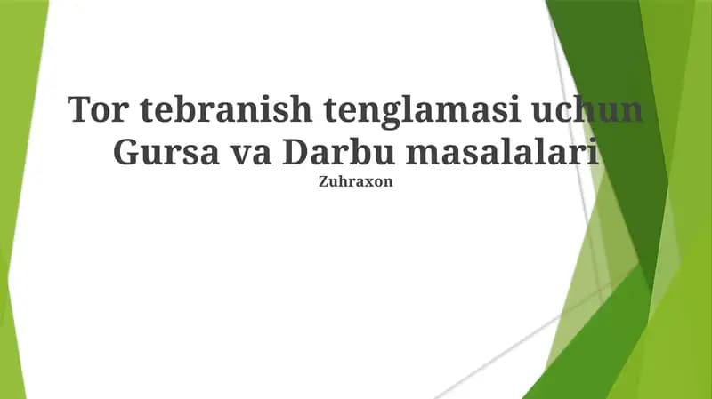 Tor tebranish tenglamasi uchun Gursa va Darbu masalalari
