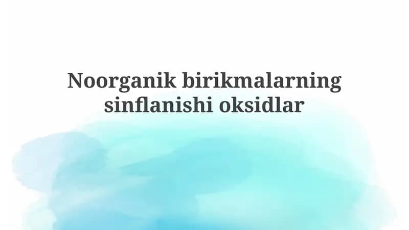 Oksidlar ta'rifi va nomenklatura