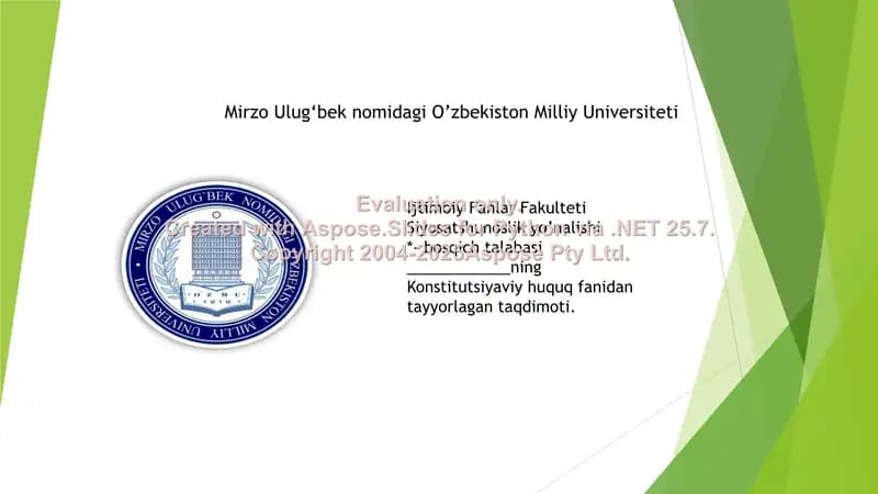 Konstitutsiyaviy Huquqning Subyekti va Obyekti