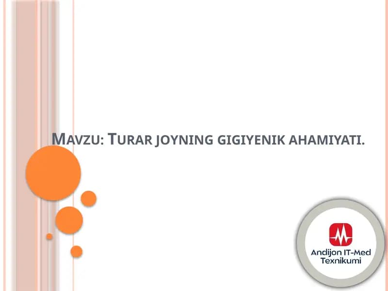 Turar joyning gigiyenik ahamiyati