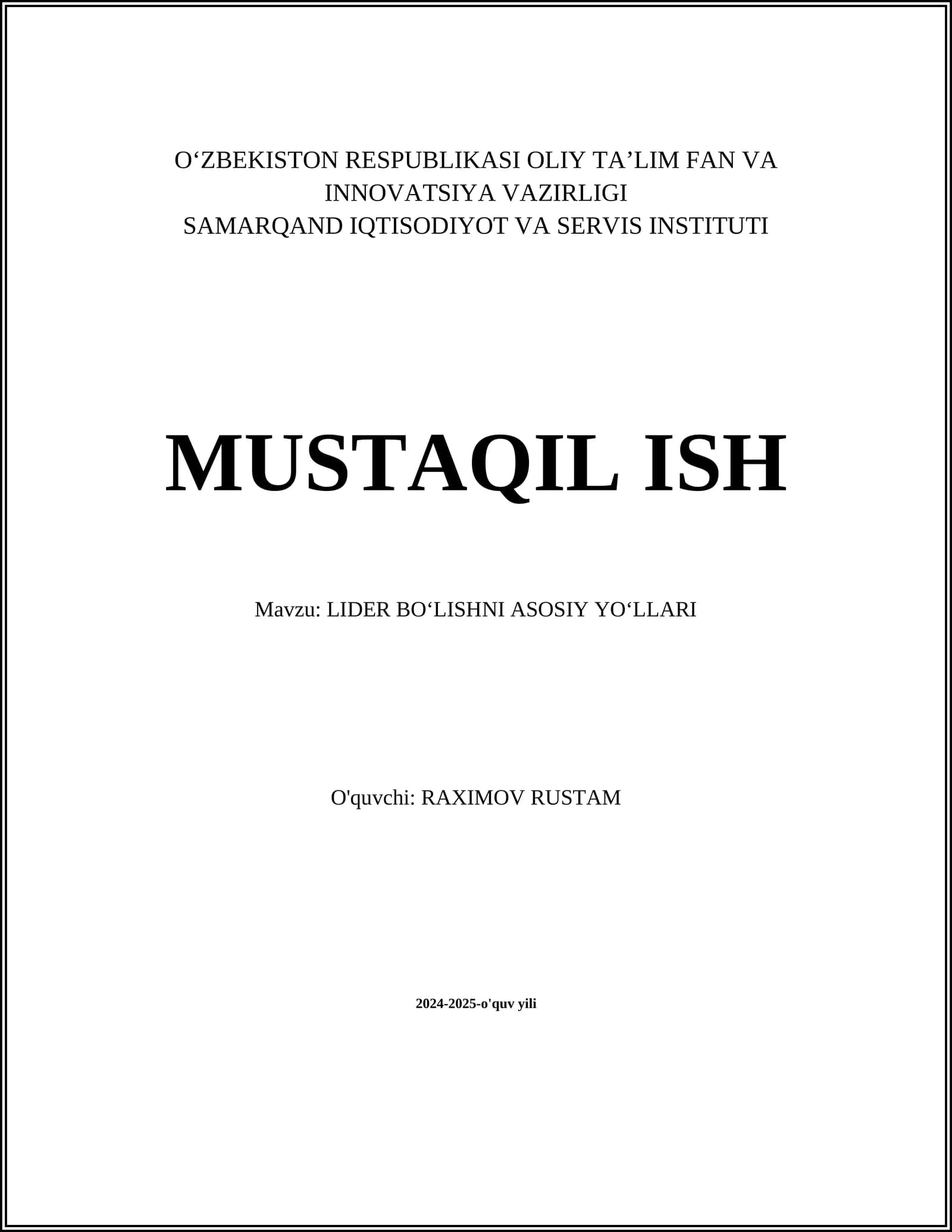 Rahbarlik qobiliyatlarini rivojlantirish
