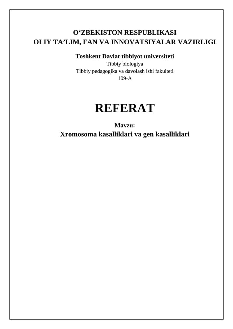 Xromosom va genetik kasalliklar