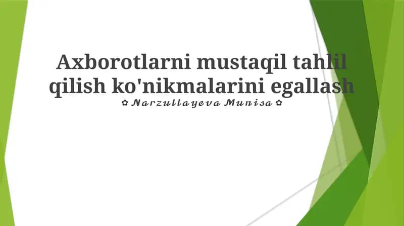 Mustaqil Tahlil Ko'nikmalarini Egallash