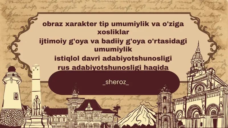 Obraz va xarakter tushunchalari