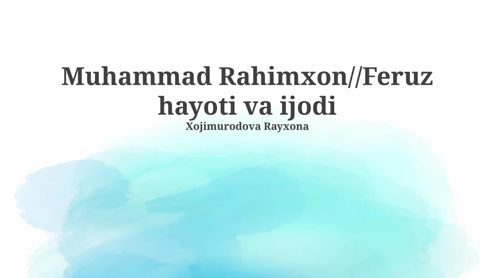 Muhammad Rahimxon//Feruz hayoti va ijodi