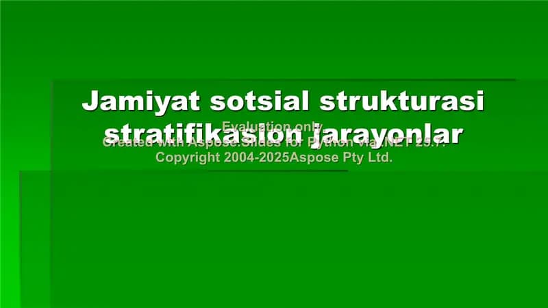 Jamiyat sotsial strukturasi stratifikasion jarayonlar