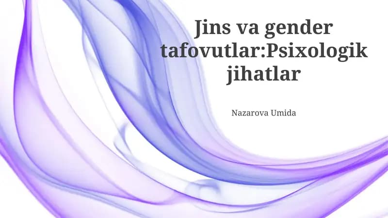 Jinlarning Jinsga Bog'liq Psixologik Muammolari