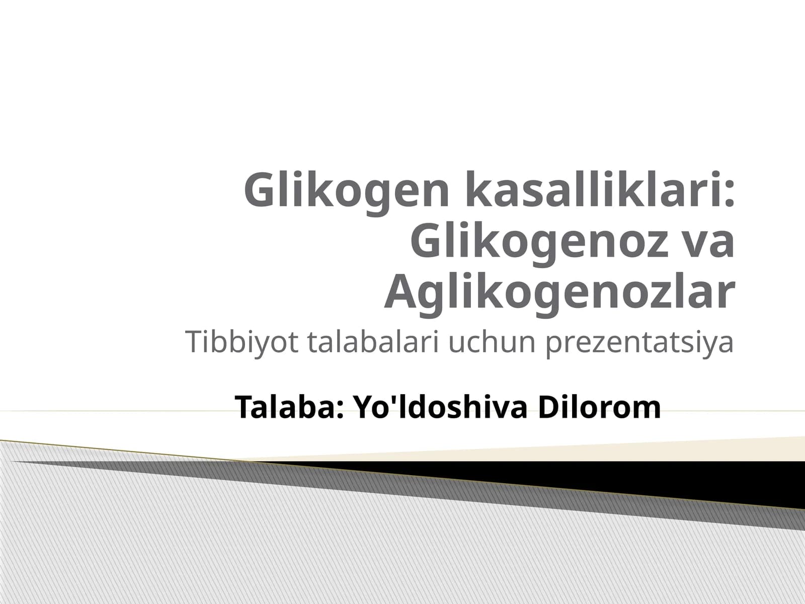 Glikogen kasalliklari: Glikogenoz va Aglikogenozlar