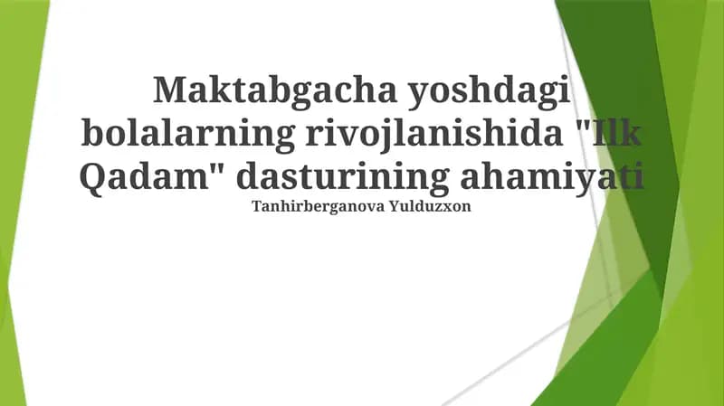 "Ilk Qadam" dasturi