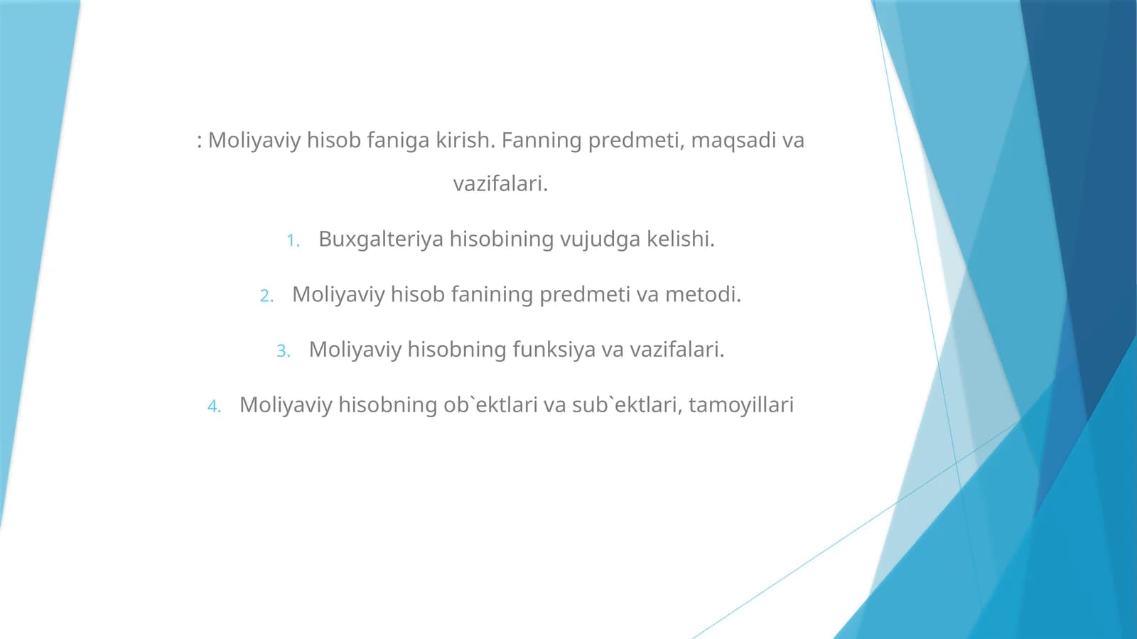 Moliyaviy hisob faniga kirish