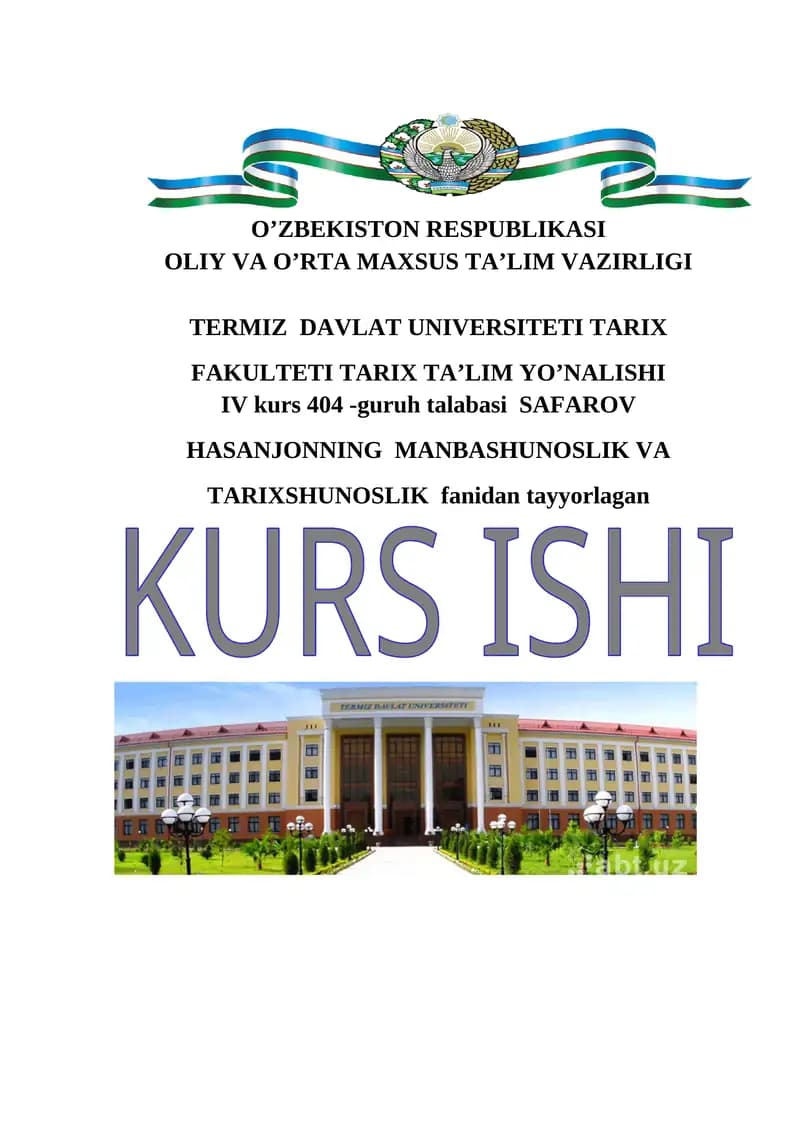 TURKISTON XALQLARI TARIXI TARIXSHUNOSLIGI