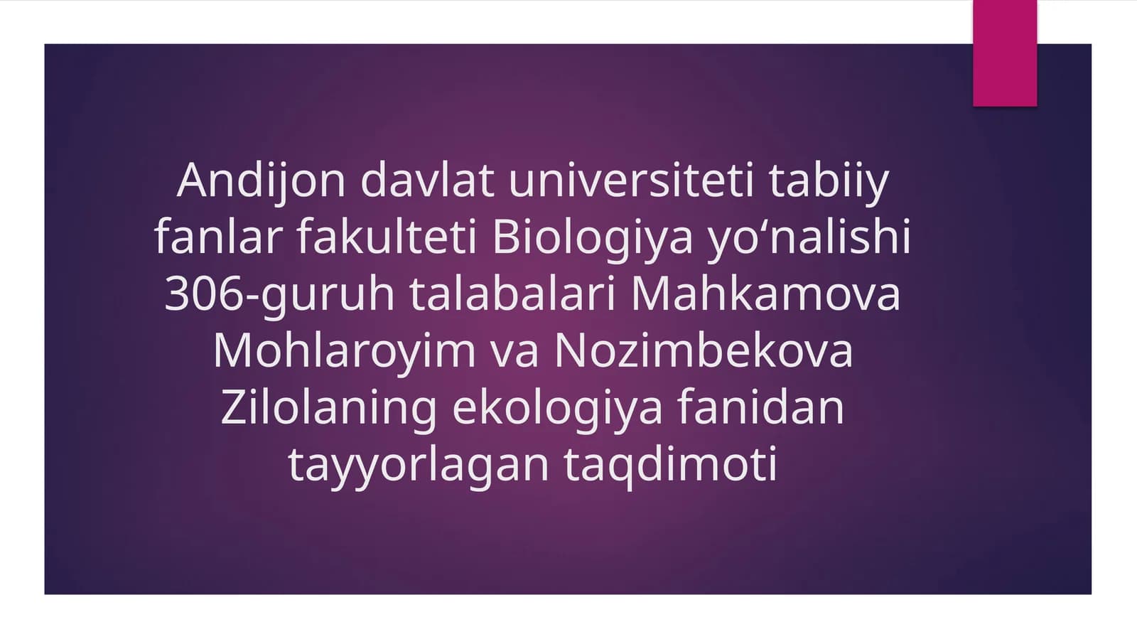 Yashash muhitlari. Suv hayotiy muhitining ekologiyasi va organizmlardagi biologik maromlar