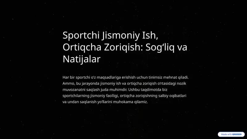 Sportchi Jismoniy Ish, Ortiqcha Zoriqish: Sog‘liq va Natijalar
