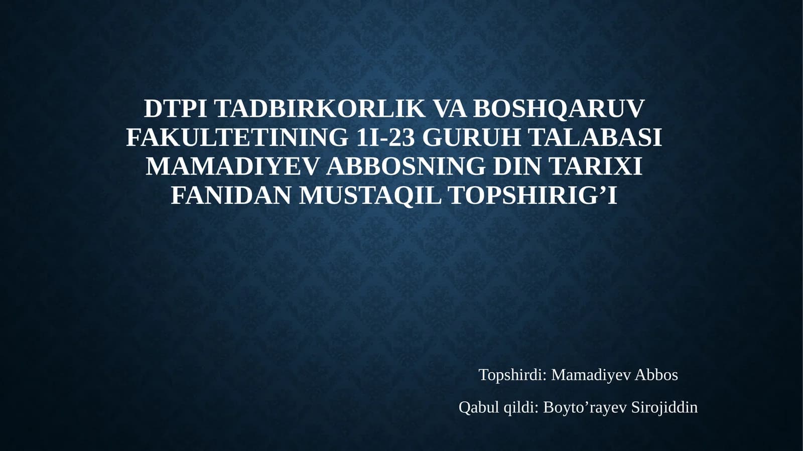 Diniy bag‘rikenglik sohasida olib borgan Oqilona siyosati