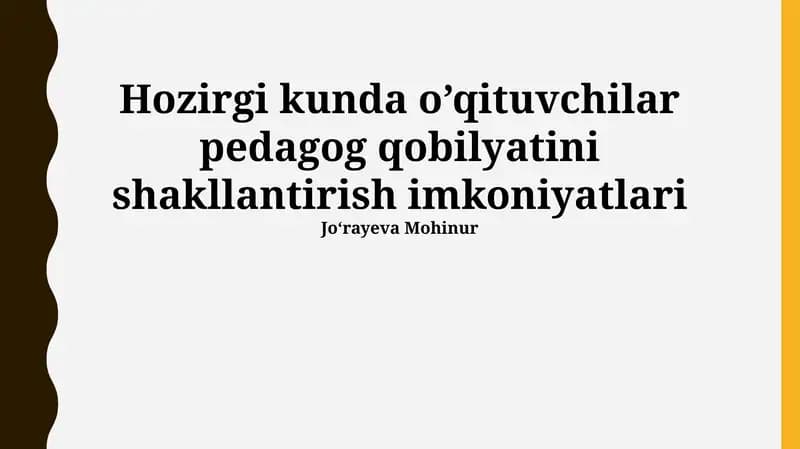 Zamonaviy Pedagogik Ko'nikmalarni Rivojlantirish Imkoniyatlari