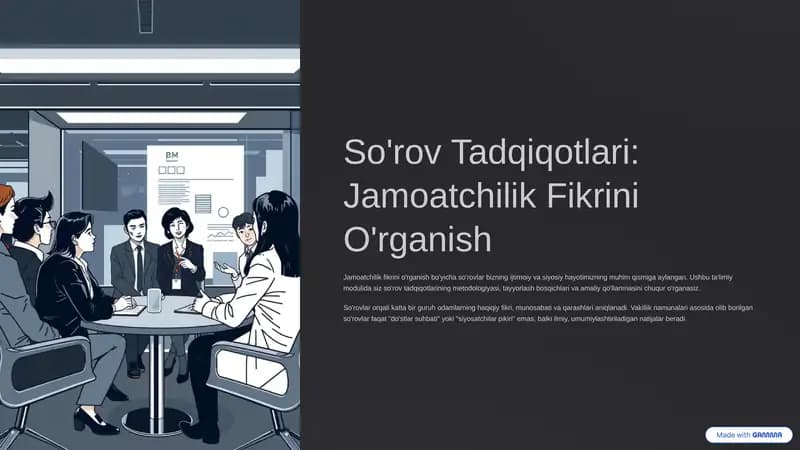 So'rov Tadqiqotlari: Jamoatchilik Fikrini O'rganish