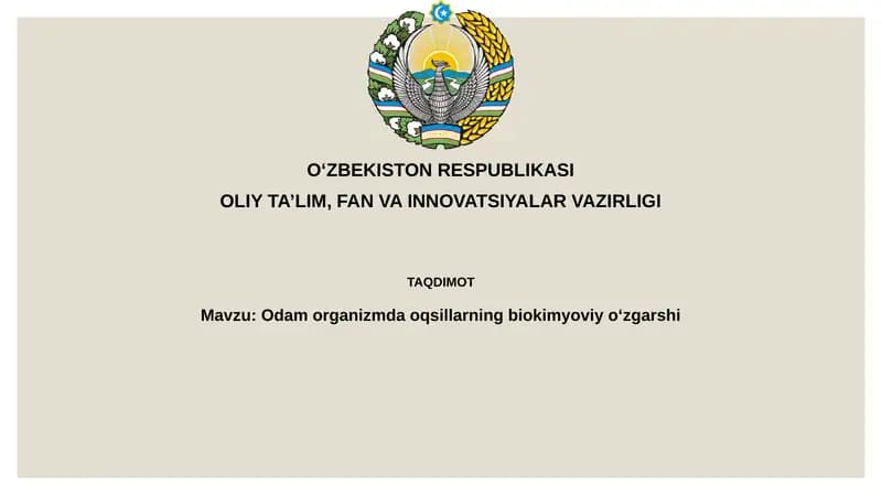 Odam organizm daoqsillarning biokimyoviyoʻzgarshi