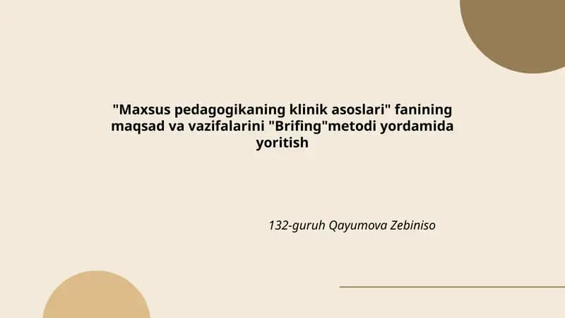 Maxsus pedagogikaning klinik asoslari