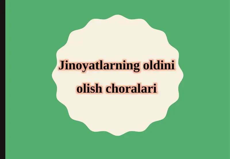 Jinoyatlarning oldini olish choralari